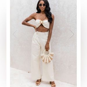 Cream Strapless Two Piece Outfit